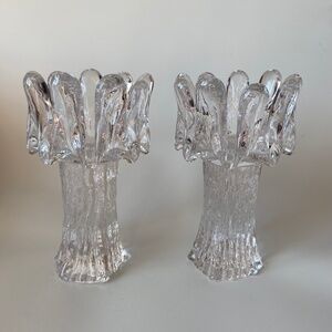 Vintage Kosta Boda Sunflower Candleholders, Swedish Art Glass by Göran Wärff